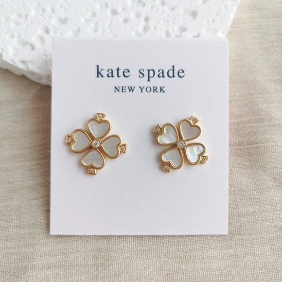 KateSpade Jewelry - Kate Spade Legacy Logo Demi Fine Spade Flower Gold Stud Earrings